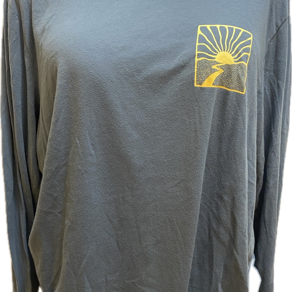 Old Navy Gray and Yellow Long Sleeve Tee with Graphic Design